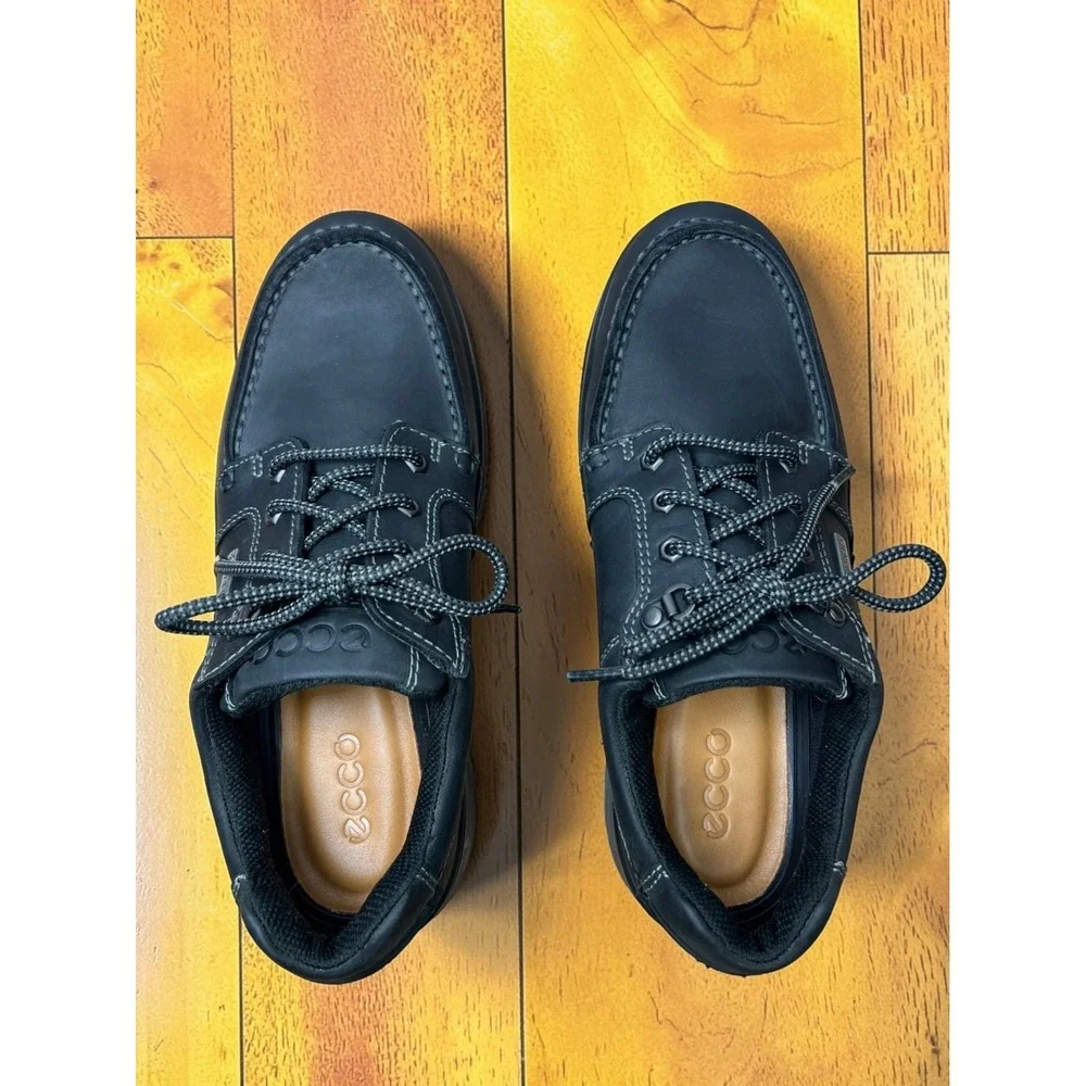 ECCO Track 2 II Low GTX Black Leather Waterproof Shoe Men 41 EU 7 US Casual Work